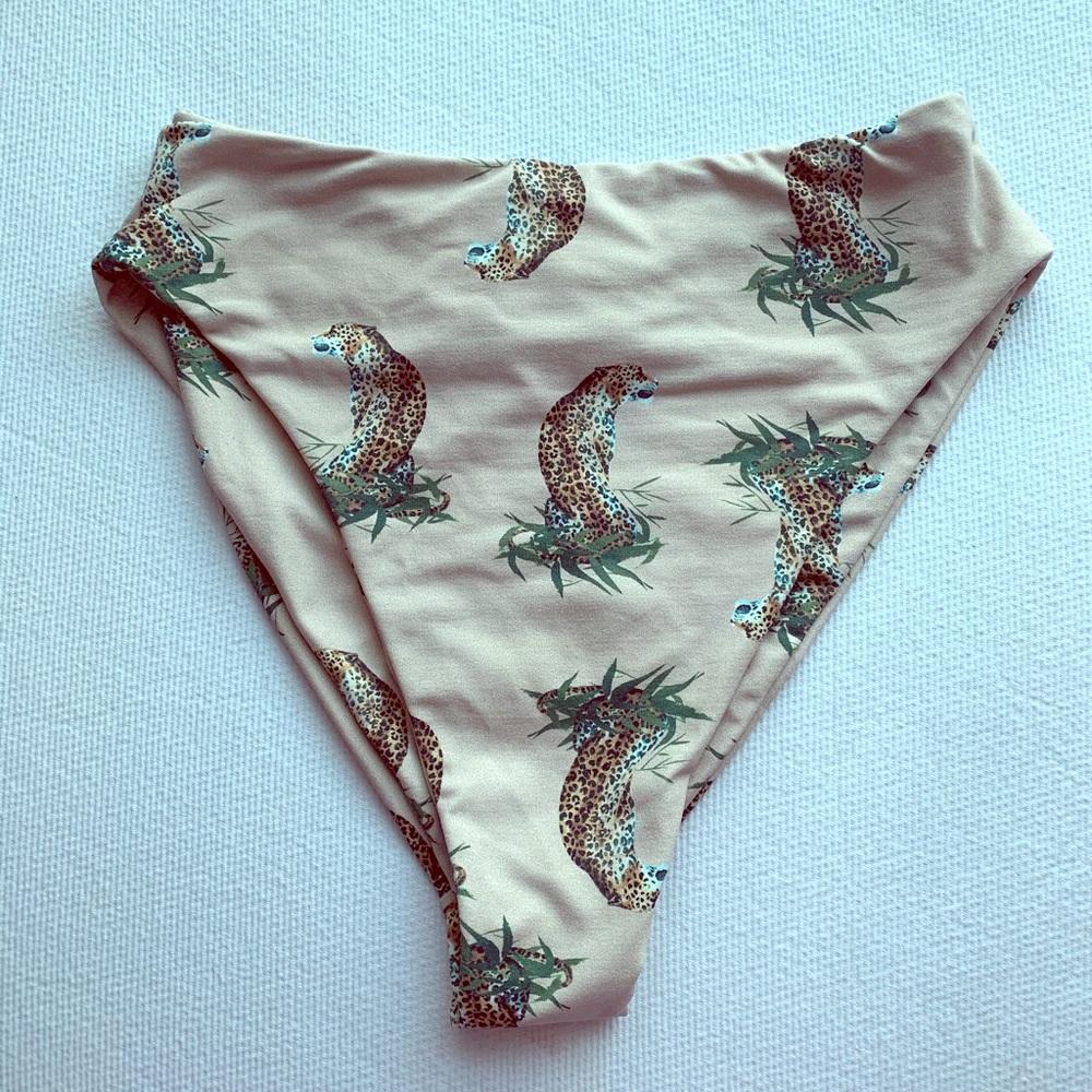 High rise mocha cheetah print Paula bikini bottom